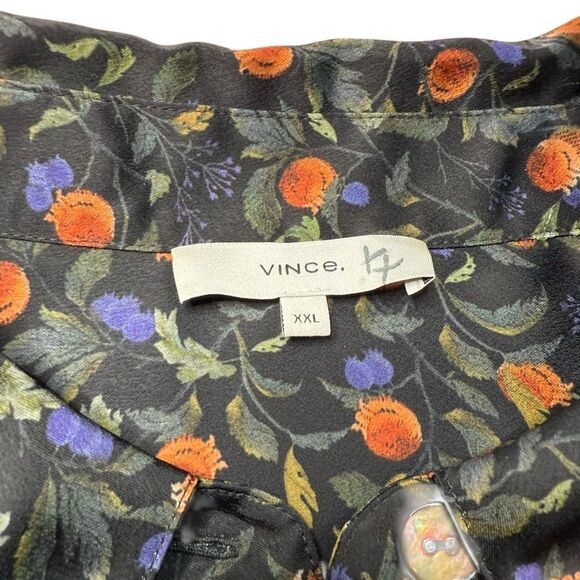 Vince Pomegranate Relaxed Long Sleeve Blouse Satin Black XXL - Picture 7 of 8